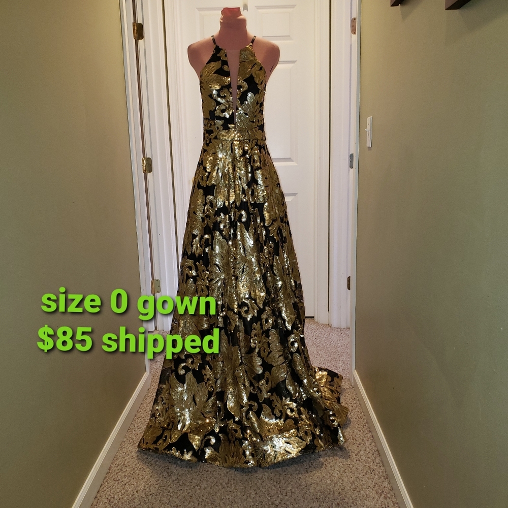 Black and gold gown
